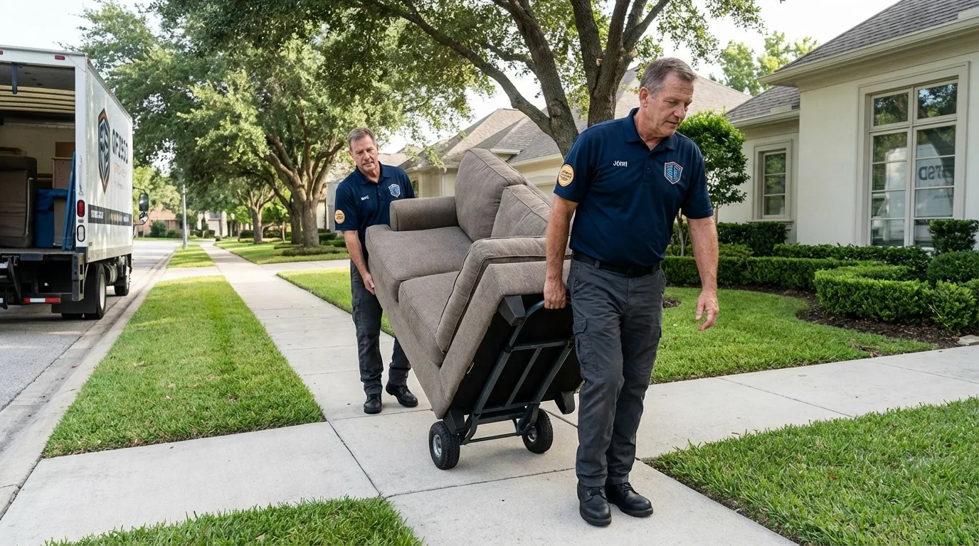 Local residential moving crew loading furniture in Heathsville, VA